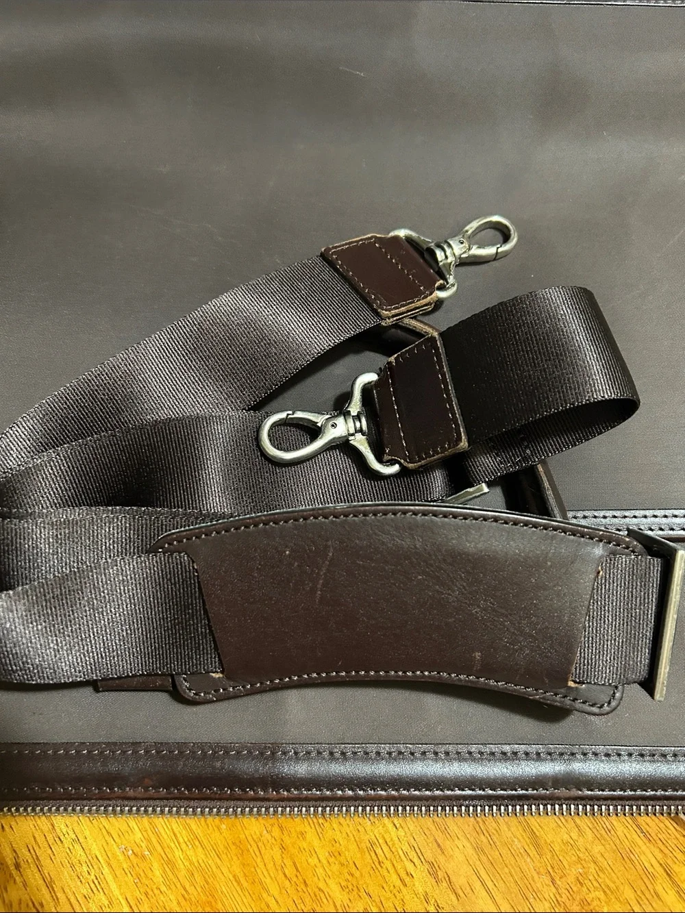 Burberry Dark Brown Leather Briefcase with Top Handles